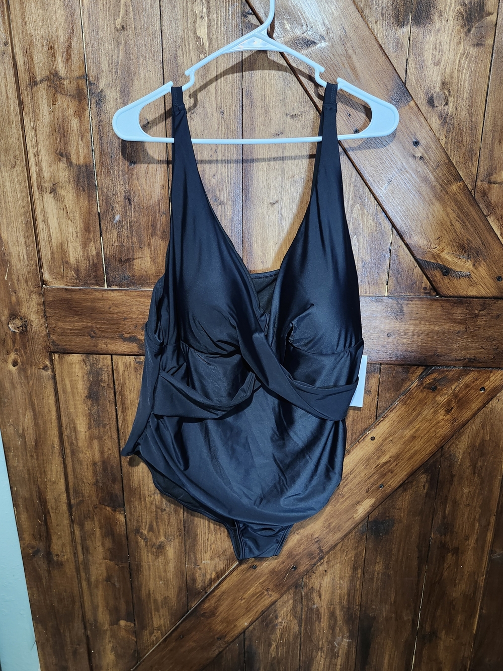 Black Women’s One-Piece Swimsuit - Classic Scoop V-Neck
